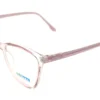 Vista diagonal del aro oftálmico Bellunc AC rosa lila forma mariposa medida 55 17 144