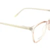 Vista lateral del aro oftálmico Belluno AC rosa transparente forma mariposa medida 55 17 144