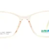 Vista frontal del aro oftálmico Belluno AC rosa transparente forma mariposa medida 55 17 144