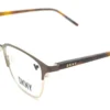 Vista diagonal del aro oftálmico DKNY metal café forma rectangular medida 54 16 145