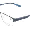 Vista diagonal del aro oftálmico Dragon metal azul forma rectangular medida 57 17 145