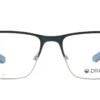 Vista frontal del aro oftálmico Dragon metal azul forma rectangular medida 57 17 145