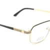 Vista lateral del aro oftálmico Eight to Eighty dorado negro forma rectangular