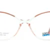Aro oftálmico Goretty femenino color rosa transparente forma mariposa vista en ángulo izquierdo