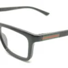 Vista diagonal del aro oftálmico Gucci AC negro forma rectangular medida 54 16 145