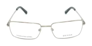 Aro oftálmico Guess metal gris forma rectangular medida 54 17 145