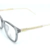 Vista diagonal del aro oftálmico Karyny AC gris transparente rectangular redondeado medida 52 16 142