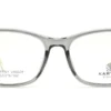 Vista frontal del aro oftálmico Karyny AC gris transparente rectangular redondeado medida 52 16 142
