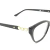 Vista lateral del aro oftálmico LCT AC femenino negro forma mariposa