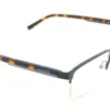 Vista lateral del aro oftálmico Lacoste verde mate semi al aire forma rectangular medida 55 19 145