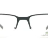 Vista frontal del aro oftálmico Lacoste verde mate semi al aire forma rectangular medida 55 19 145