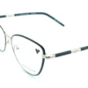 Vista diagonal del aro oftálmico Longchamp negro dorado forma mariposa medida 54 15 135
