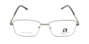 Vista frontal del aro oftálmico Lontano metal gris cuadrado modelo 230803