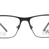 Vista frontal del aro oftálmico Maxx metal negro forma rectangular medida 54 18 137