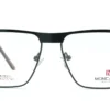 Vista frontal del aro oftálmico Moncatelli metal negro rectangular medida 54 15 143