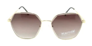 Lente de sol Reaction Kenneth Cole dorado forma geométrica medida 59 18 140