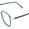 Vista diagonal del aro oftálmico Season metal negro dorado forma rectangular redondeado medida 53 19 146