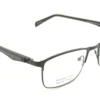 Vista lateral del aro oftálmico Serafina metal negro forma rectangular