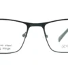 Vista frontal del aro oftálmico Serafina metal negro forma rectangular