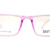 Vista frontal del aro oftálmico Smart Kids rosado transparente rectangular para niño modelo 190312 medida 47 17 130