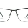 Vista frontal del aro oftálmico Vaggio metal gris rectangular medida 56 15 143
