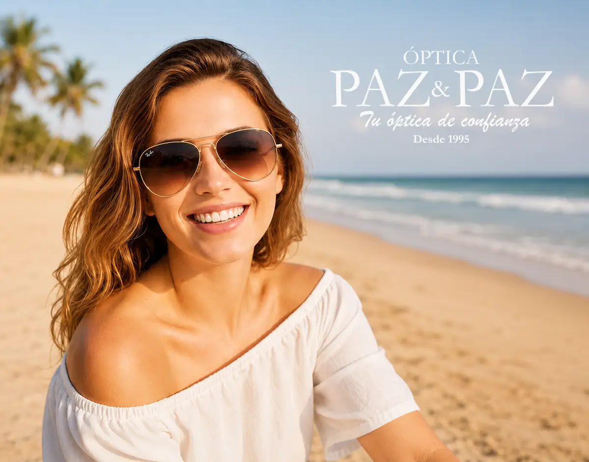 Imagen promocional de lentes de sol Ray Ban para la sección de tienda de Óptica Paz y Paz