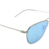 Lente de sol Ray-Ban metal gris geométrico vista diagonal