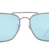 Lente de sol Ray-Ban metal gris geométrico vista frontal alternativa
