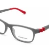 Vista diagonal izquierda del aro oftálmico infantil Sebastian AC Superflex Gris/Rojo