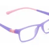 Vista diagonal derecha del aro oftálmico infantil Sebastian AC Superflex Morado/Rosa