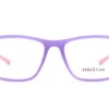 Vista frontal alternativa del aro oftálmico infantil Sebastian AC Superflex Morado/Rosa
