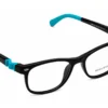 Vista diagonal derecha del aro oftálmico infantil Sebastian AC Superflex RB8055 Negro/Turquesa