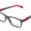 Vista diagonal izquierda del aro oftálmico infantil Sebastian AC Superflex RB8056 Gris/Rojo